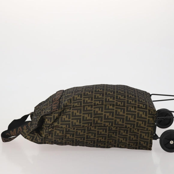 FENDI Zucca Canvas Carry Bag Black Brown Auth 190485