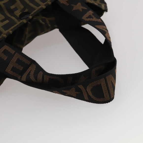 FENDI Zucca Canvas Carry Bag Black Brown Auth 190485