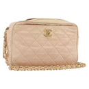 CHANEL Matelasse Chain Shoulder Bag Leather Pink Gold CC Auth 190487-1