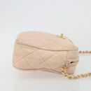 CHANEL Matelasse Chain Shoulder Bag Leather Pink Gold CC Auth 190487-3