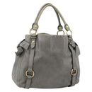 Miu Miu Tote Bag Leather Gray Gold Auth 190489A-1