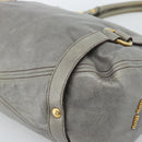 Miu Miu Tote Bag Leather Gray Gold Auth 190489A-12