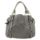 Miu Miu Tote Bag Leather Gray Gold Auth 190489A-2