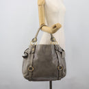Miu Miu Tote Bag Leather Gray Gold Auth 190489A-22