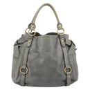 Miu Miu Tote Bag Leather Gray Gold Auth 190489A-3