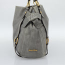 Miu Miu Tote Bag Leather Gray Gold Auth 190489A-4