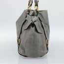 Miu Miu Tote Bag Leather Gray Gold Auth 190489A-5