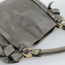Miu Miu Tote Bag Leather Gray Gold Auth 190489A-6