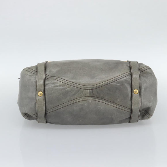 Miu Miu Tote Bag Leather Gray Gold Auth 190489A