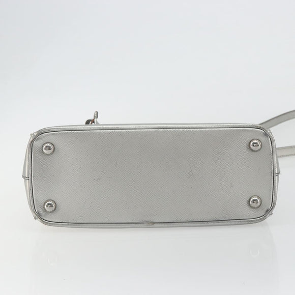 PRADA Galleria Hand Bag Safiano Leather 2way Silver Auth 190490A