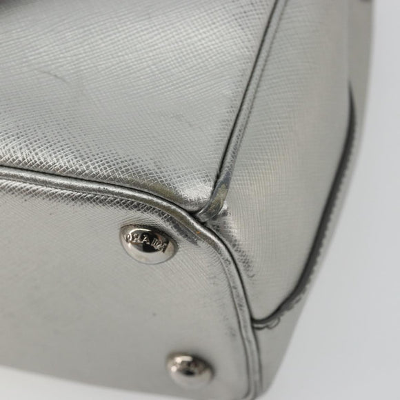PRADA Galleria Hand Bag Safiano Leather 2way Silver Auth 190490A