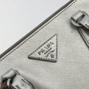PRADA Galleria Hand Bag Safiano Leather 2way Silver Auth 190490A-18