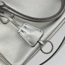 PRADA Galleria Hand Bag Safiano Leather 2way Silver Auth 190490A-19
