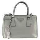 PRADA Galleria Hand Bag Safiano Leather 2way Silver Auth 190490A-2