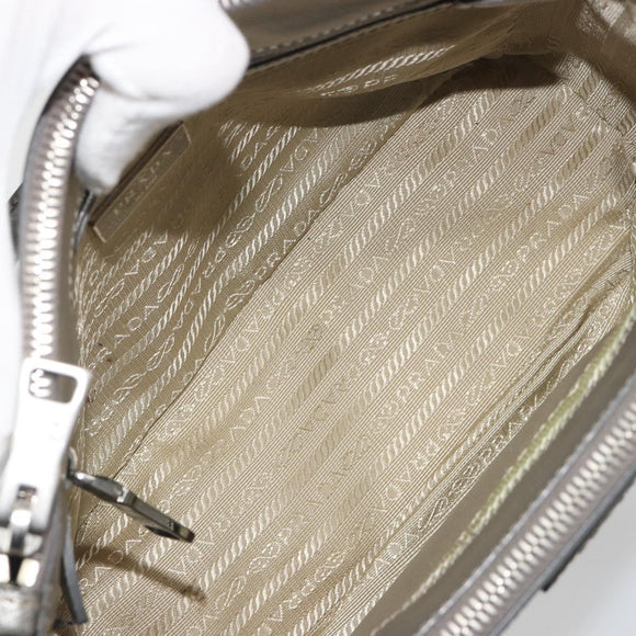PRADA Galleria Hand Bag Safiano Leather 2way Silver Auth 190490A