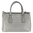 PRADA Galleria Hand Bag Safiano Leather 2way Silver Auth 190490A-3