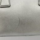 PRADA Galleria Hand Bag Safiano Leather 2way Silver Auth 190490A-4