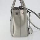 PRADA Galleria Hand Bag Safiano Leather 2way Silver Auth 190490A-6