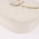 CHANEL Matelasse Chain Shoulder Bag Lamb Skin White Gold CC Auth 190491-16