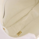 CHANEL Matelasse Chain Shoulder Bag Lamb Skin White Gold CC Auth 190491-10
