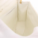 CHANEL Matelasse Chain Shoulder Bag Lamb Skin White Gold CC Auth 190491-22