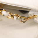 CHANEL Matelasse Chain Shoulder Bag Lamb Skin White Gold CC Auth 190491-8