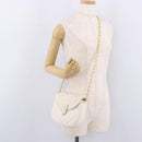 CHANEL Matelasse Chain Shoulder Bag Lamb Skin White Gold CC Auth 190491-25