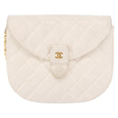 CHANEL Matelasse Chain Shoulder Bag Lamb Skin White Gold CC Auth 190491-13