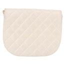 CHANEL Matelasse Chain Shoulder Bag Lamb Skin White Gold CC Auth 190491-2