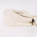 CHANEL Matelasse Chain Shoulder Bag Lamb Skin White Gold CC Auth 190491-3