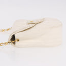 CHANEL Matelasse Chain Shoulder Bag Lamb Skin White Gold CC Auth 190491-4