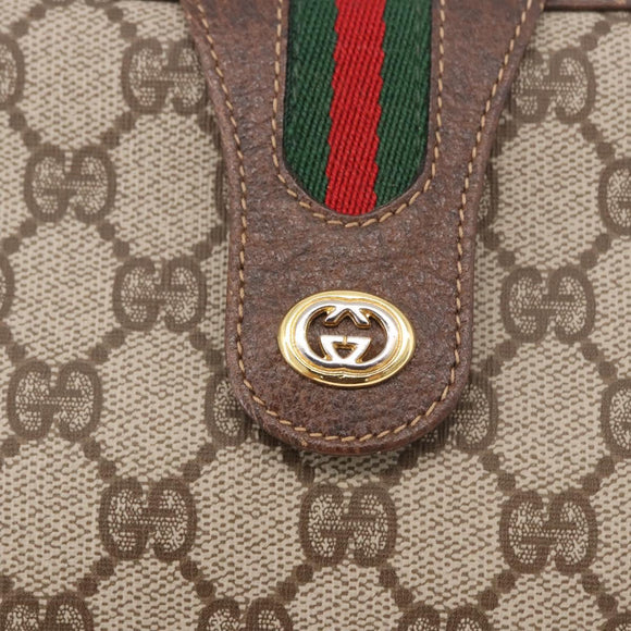 GUCCI GG Supreme Web Sherry Line Bag PVC Beige Gold 116 02 076 Auth 190492