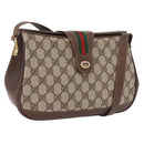 GUCCI GG Supreme Web Sherry Line Bag PVC Beige Gold 116 02 076 Auth 190492-1