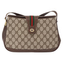 GUCCI GG Supreme Web Sherry Line Bag PVC Beige Gold 116 02 076 Auth 190492-13