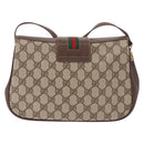 GUCCI GG Supreme Web Sherry Line Bag PVC Beige Gold 116 02 076 Auth 190492-2