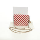 Christian Dior Chain Wallet Leather Red Gold Auth 190495M-12