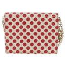 Christian Dior Chain Wallet Leather Red Gold Auth 190495M-13