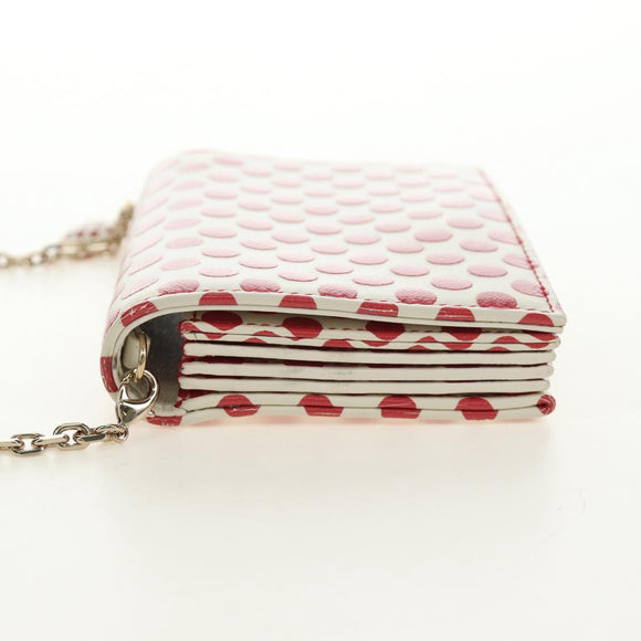 Christian Dior Chain Wallet Leather Red Gold Auth 190495M