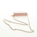 Christian Dior Chain Wallet Leather Red Gold Auth 190495M-7
