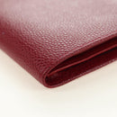 CHANEL COCO Mark Long Wallet Caviar Skin Red Gold CC Auth 190496M-16