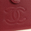 CHANEL COCO Mark Long Wallet Caviar Skin Red Gold CC Auth 190496M-17