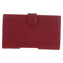 CHANEL COCO Mark Long Wallet Caviar Skin Red Gold CC Auth 190496M-13