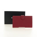 CHANEL COCO Mark Long Wallet Caviar Skin Red Gold CC Auth 190496M-12