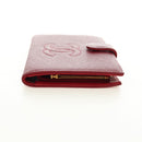 CHANEL COCO Mark Long Wallet Caviar Skin Red Gold CC Auth 190496M-4
