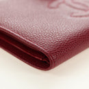 CHANEL COCO Mark Long Wallet Caviar Skin Red Gold CC Auth 190496M-7