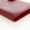 CHANEL COCO Mark Long Wallet Caviar Skin Red Gold CC Auth 190496M-14