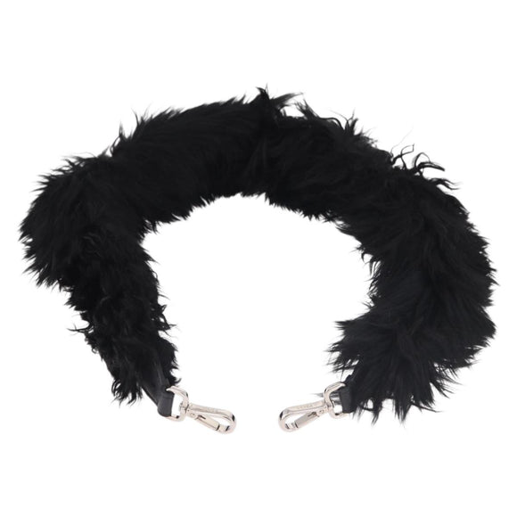 FENDI Shoulder Strap Fur 35"" Black Silver Auth 190497A