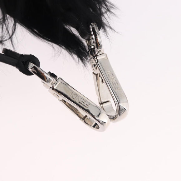 FENDI Shoulder Strap Fur 35"" Black Silver Auth 190497A