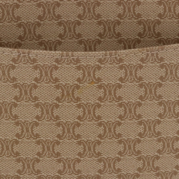 CELINE Macadam Canvas Shoulder Bag PVC Beige Gold Auth 190500