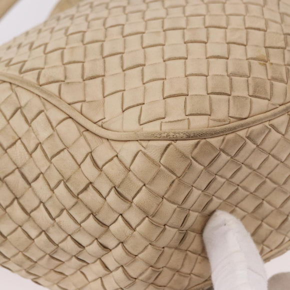 BOTTEGA VENETA INTRECCIATO Shoulder Bag Leather Ivory Gold Auth 190502
